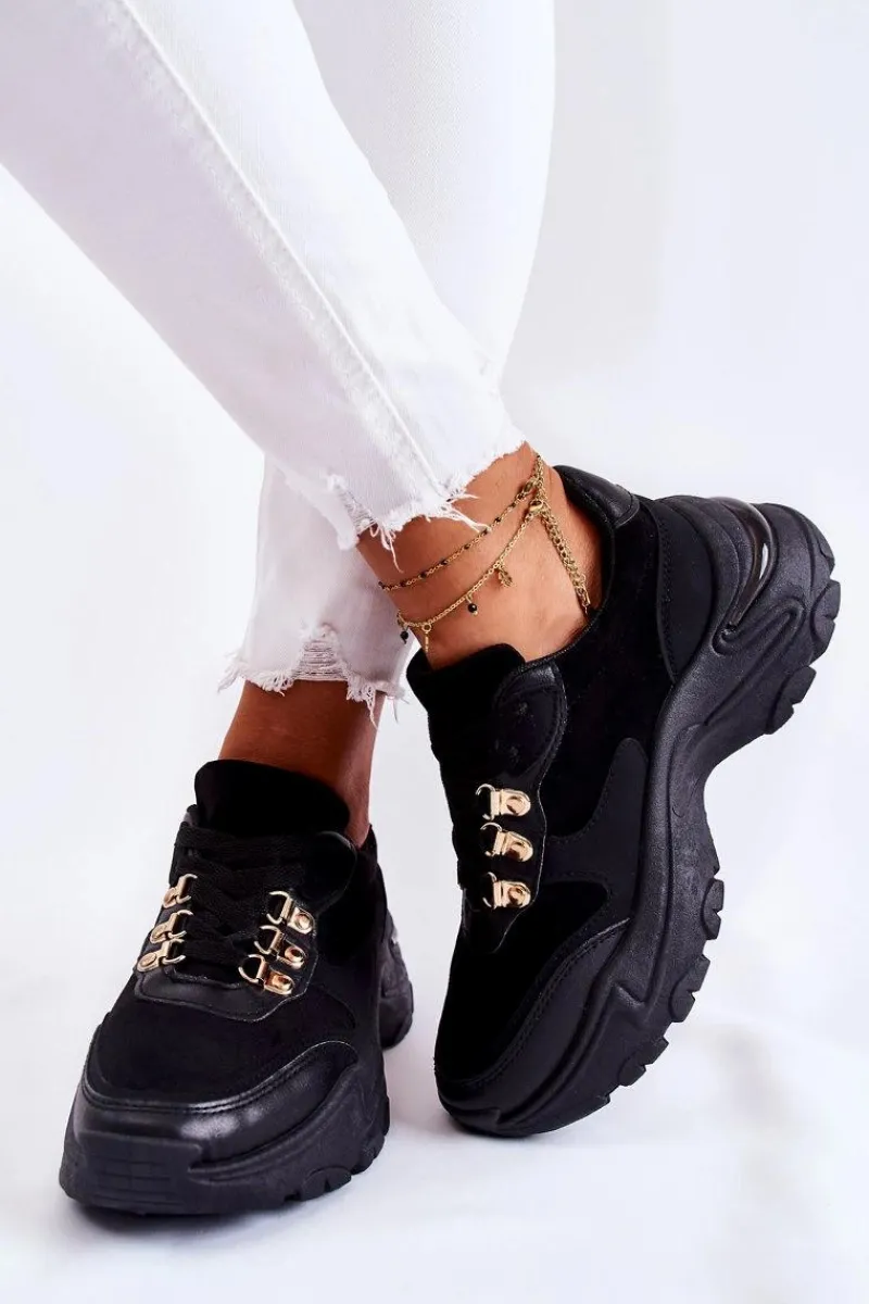 Sneakersy Damskie>Boto Damskie Zamszowe Buty Sportowe Sneakersy Czarne Britany