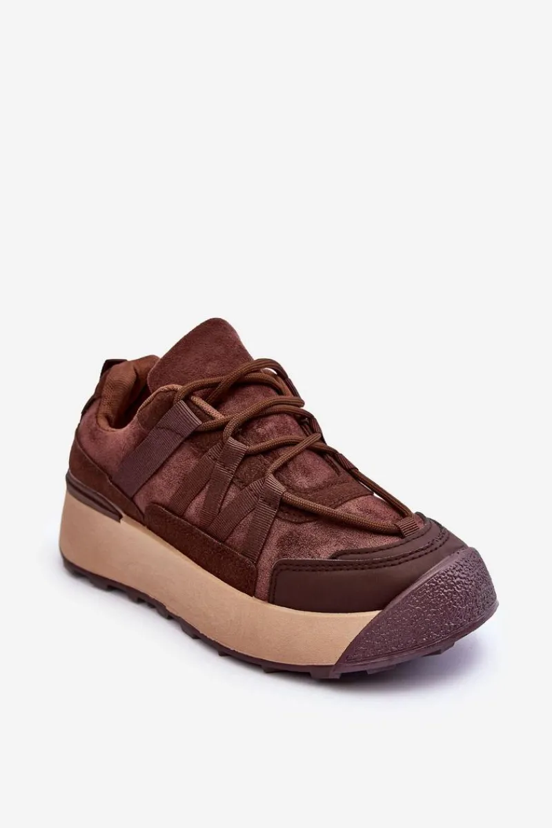 Buty Sportowe Na Platformie|Sneakersy Damskie>Boto Damskie Zamszowe Buty Sportowe Na Platformie Brązowe Rohan