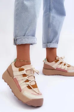 Online Damskie Zamszowe Buty Sportowe Na Platformie Beżowe Rohan Damskie Buty Sportowe Na Platformie|Sneakersy Damskie