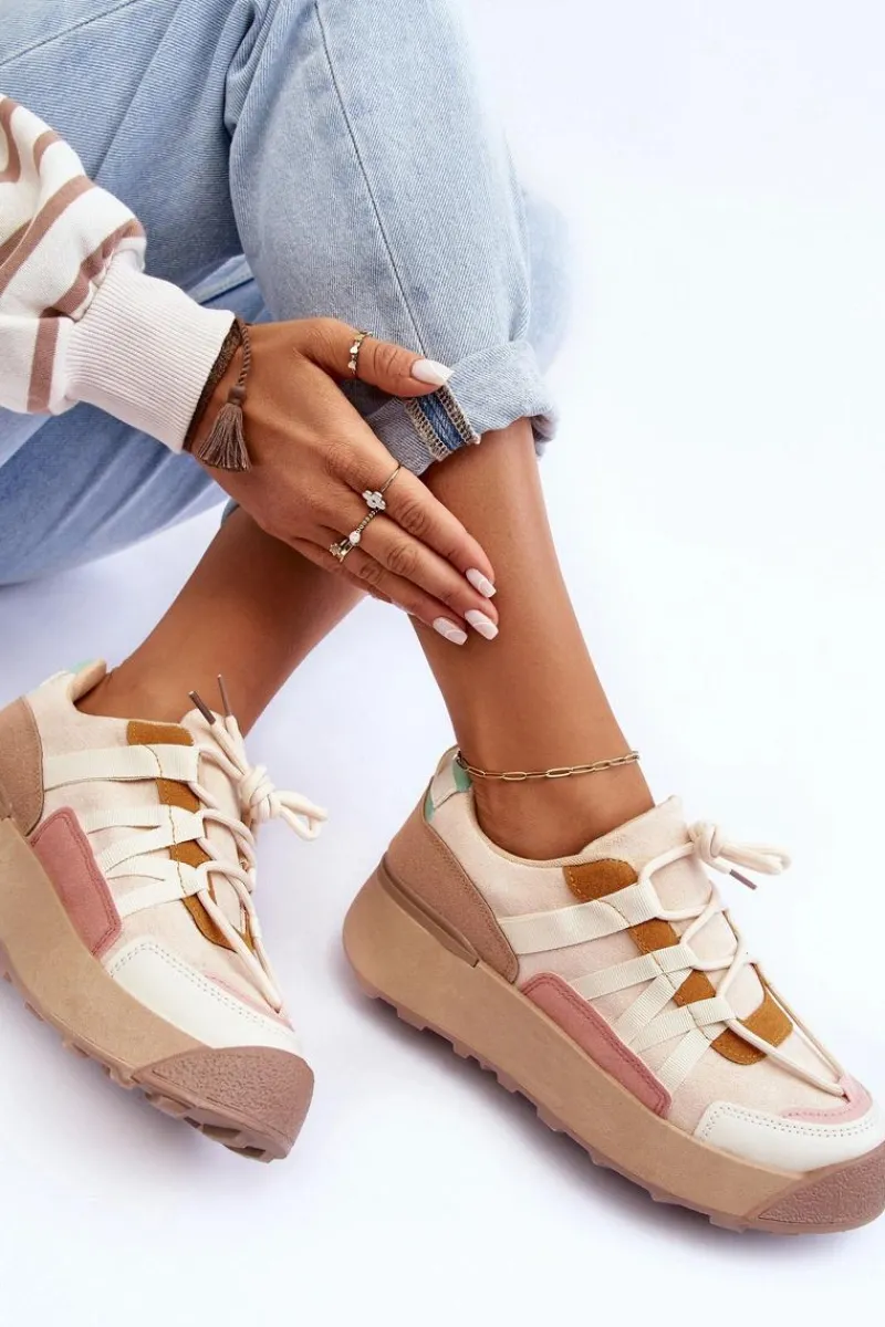 Online Damskie Zamszowe Buty Sportowe Na Platformie Beżowe Rohan Damskie Buty Sportowe Na Platformie|Sneakersy Damskie