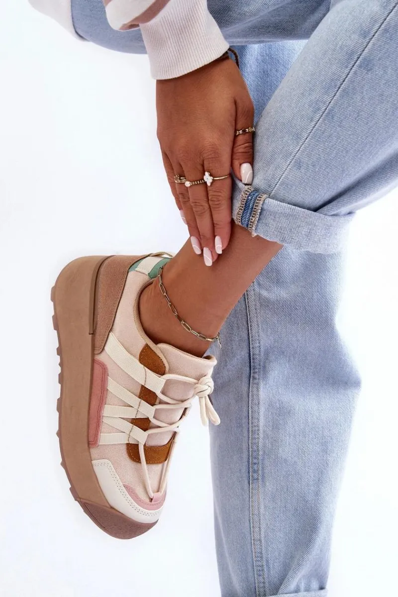 Online Damskie Zamszowe Buty Sportowe Na Platformie Beżowe Rohan Damskie Buty Sportowe Na Platformie|Sneakersy Damskie