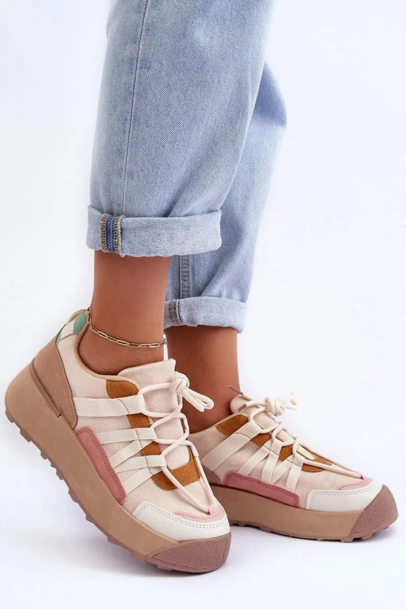 Online Damskie Zamszowe Buty Sportowe Na Platformie Beżowe Rohan Damskie Buty Sportowe Na Platformie|Sneakersy Damskie