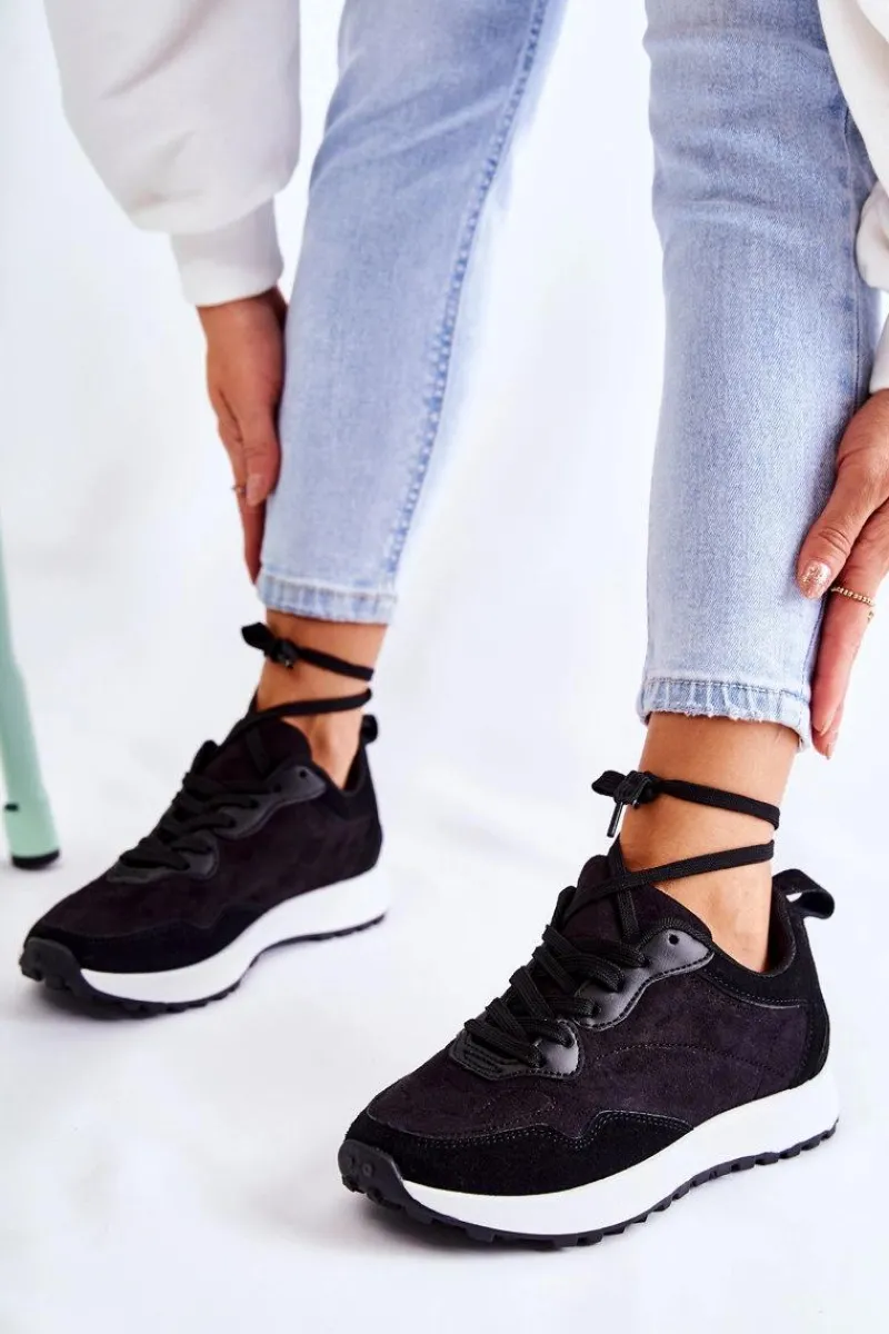 Outlet Boto Damskie Zamszowe Buty Sportowe Czarne Nayla