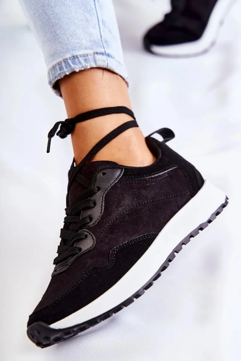 Outlet Boto Damskie Zamszowe Buty Sportowe Czarne Nayla