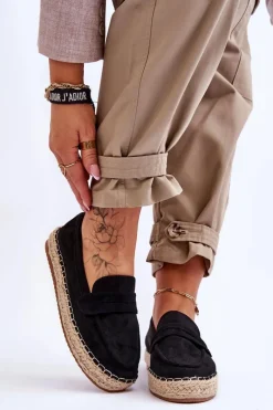 Online Boto Damskie Zamszowe Espadryle Czarne Keyla