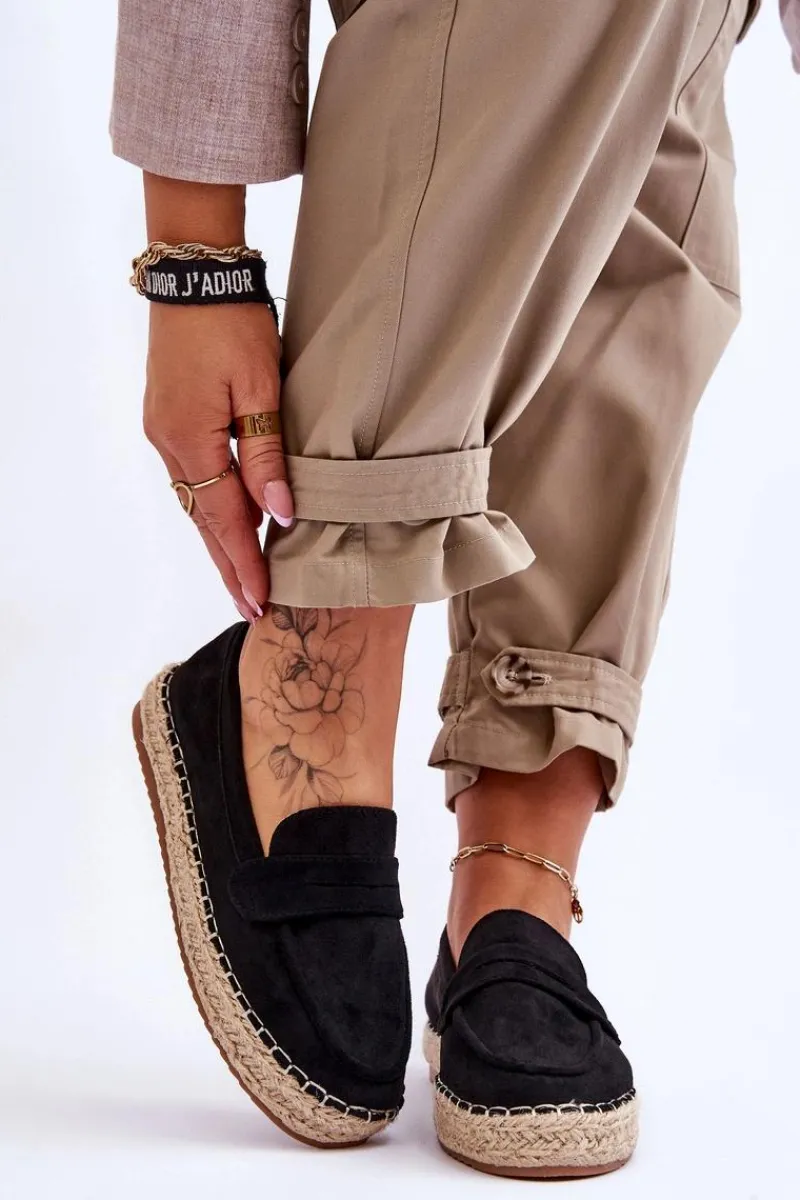 Online Boto Damskie Zamszowe Espadryle Czarne Keyla