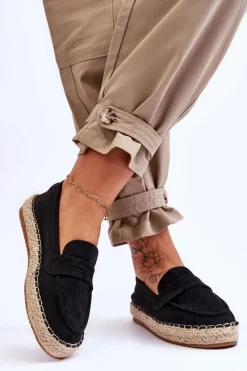 Online Boto Damskie Zamszowe Espadryle Czarne Keyla