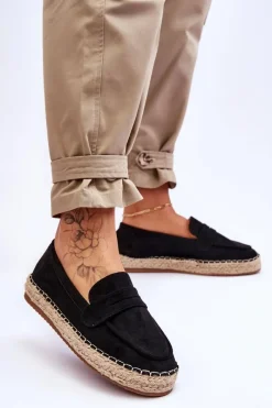 Online Boto Damskie Zamszowe Espadryle Czarne Keyla