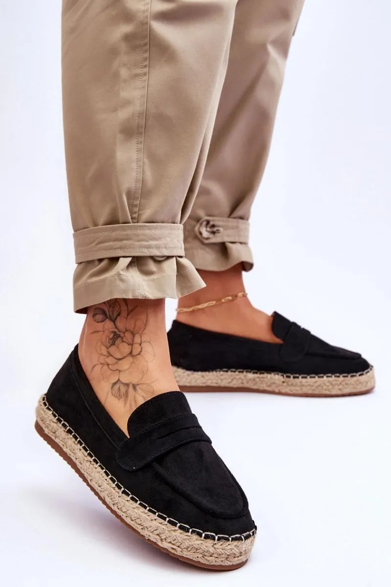 Online Boto Damskie Zamszowe Espadryle Czarne Keyla