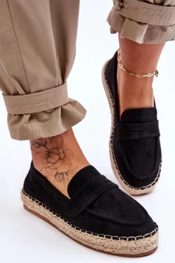 Online Boto Damskie Zamszowe Espadryle Czarne Keyla