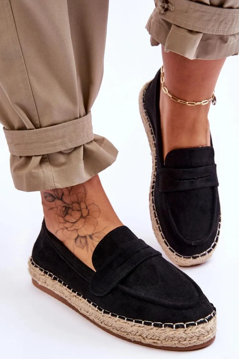 Online Boto Damskie Zamszowe Espadryle Czarne Keyla