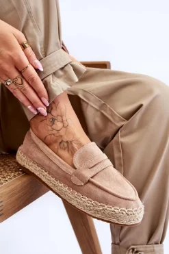 Damskie Zamszowe Espadryle Beżowe Keyla Damskie Czarne Espadryle