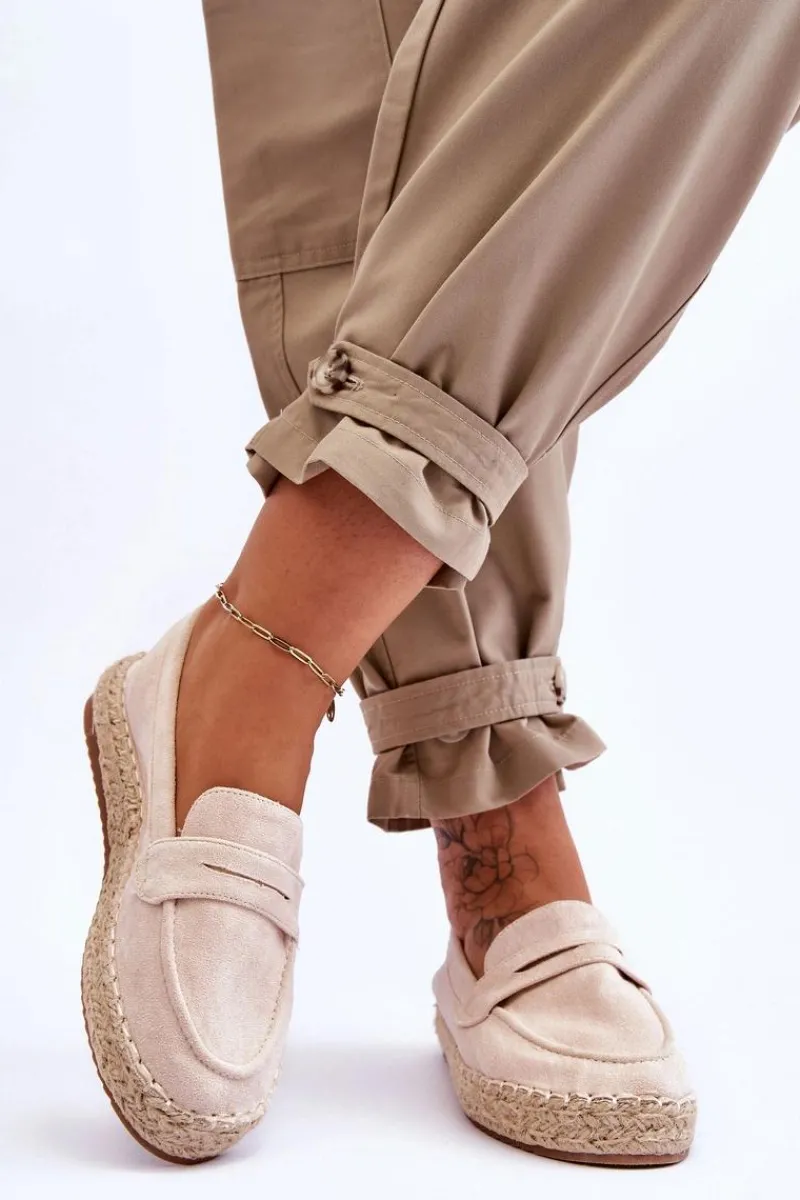 Best Boto Damskie Zamszowe Espadryle Jasnobeżowe Keyla