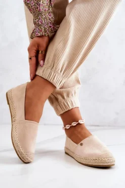Czarne Espadryle>Evento Damskie Zamszowe Espadryle Beżowe Joaquin
