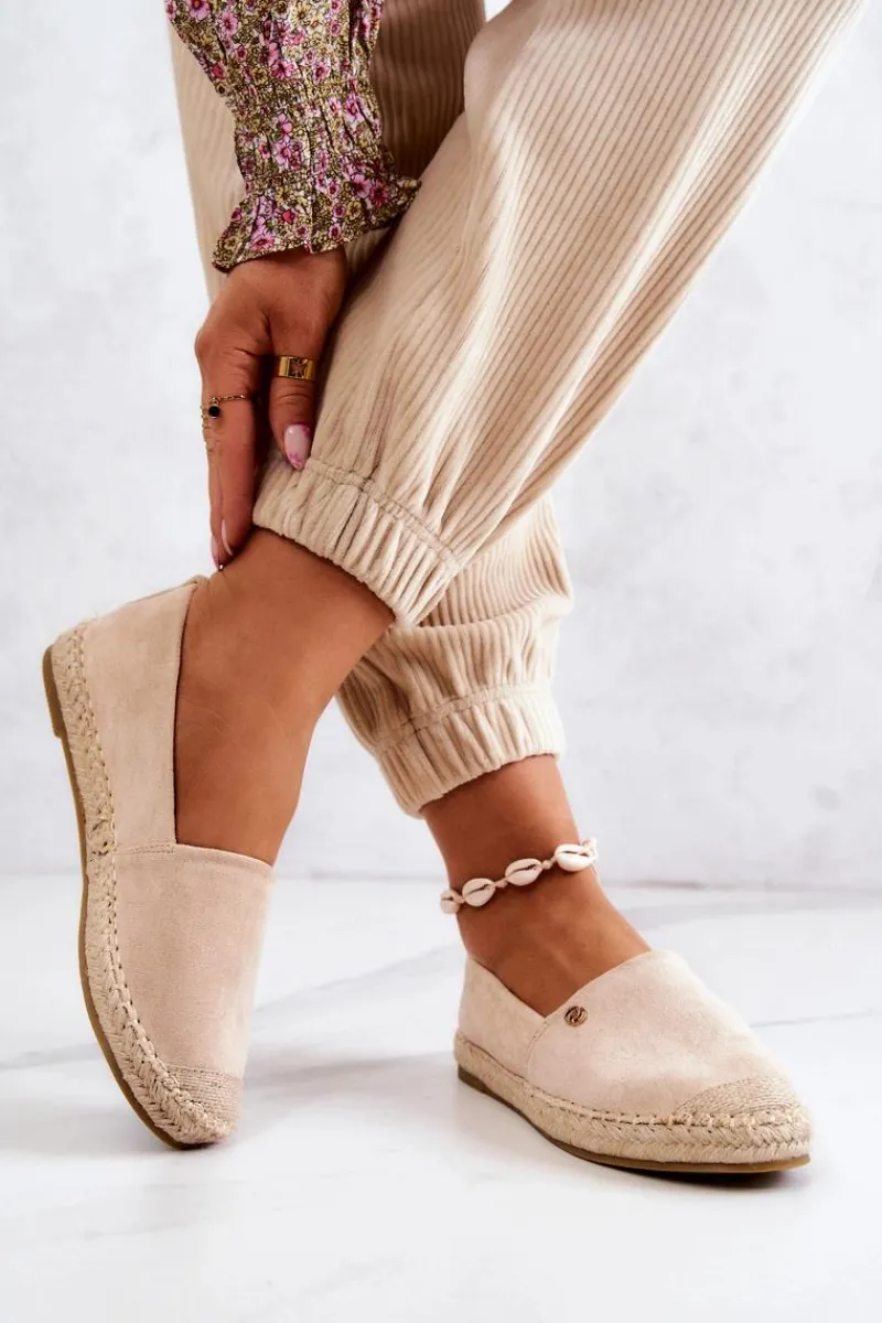 Czarne Espadryle>Evento Damskie Zamszowe Espadryle Beżowe Joaquin