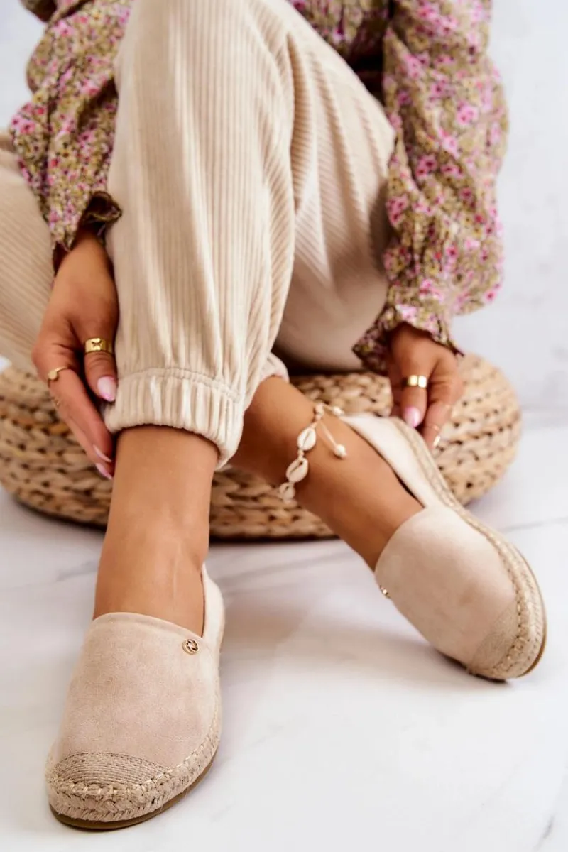 Czarne Espadryle>Evento Damskie Zamszowe Espadryle Beżowe Joaquin