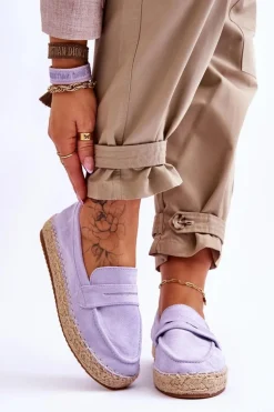 Outlet Damskie Zamszowe Espadryle Fioletowe Keyla Damskie Czarne Espadryle