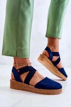 Damskie Zamszowe Espadryle Big Star JJ276037 Granatowe Damskie Czarne Espadryle