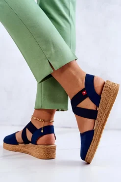 Damskie Zamszowe Espadryle Big Star JJ276037 Granatowe Damskie Czarne Espadryle