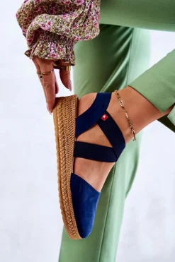 Damskie Zamszowe Espadryle Big Star JJ276037 Granatowe Damskie Czarne Espadryle