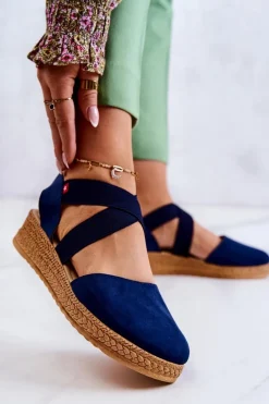 Damskie Zamszowe Espadryle Big Star JJ276037 Granatowe Damskie Czarne Espadryle