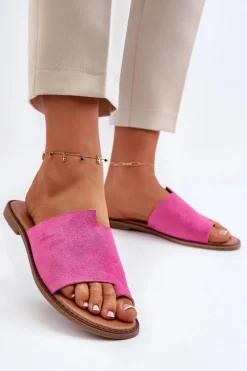 New Damskie Zamszowe Klapki Japonki Fuksja Amite Damskie Klapki Damskie Japonki|Klapki Damskie Klasyczne