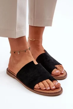 Outlet Damskie Zamszowe Klapki Japonki Czarne Amite Damskie Klapki Damskie Japonki|Klapki Damskie Klasyczne