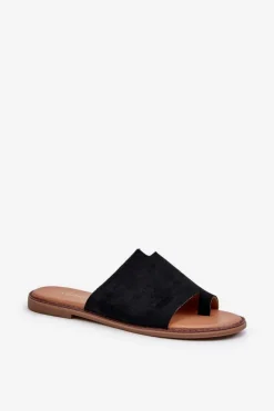 Outlet Damskie Zamszowe Klapki Japonki Czarne Amite Damskie Klapki Damskie Japonki|Klapki Damskie Klasyczne