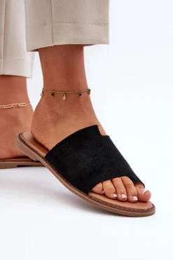 Outlet Damskie Zamszowe Klapki Japonki Czarne Amite Damskie Klapki Damskie Japonki|Klapki Damskie Klasyczne