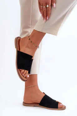 Outlet Damskie Zamszowe Klapki Japonki Czarne Amite Damskie Klapki Damskie Japonki|Klapki Damskie Klasyczne