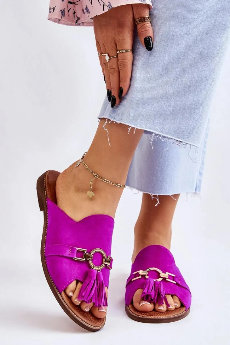 Discount Boto Damskie Zamszowe Klapki Lewski Shoes 3226 Fuksja