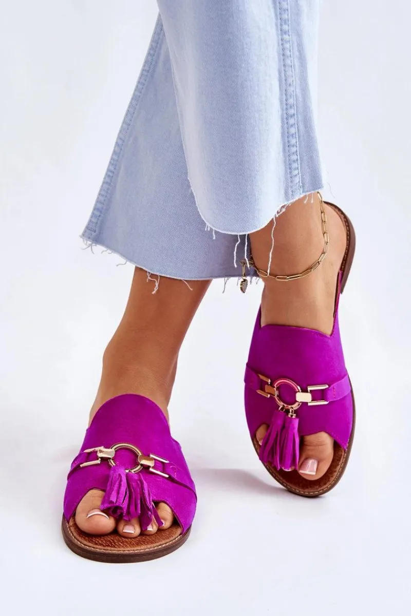 Discount Boto Damskie Zamszowe Klapki Lewski Shoes 3226 Fuksja