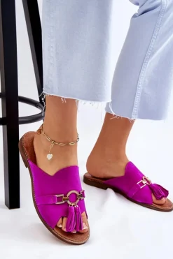 Discount Boto Damskie Zamszowe Klapki Lewski Shoes 3226 Fuksja