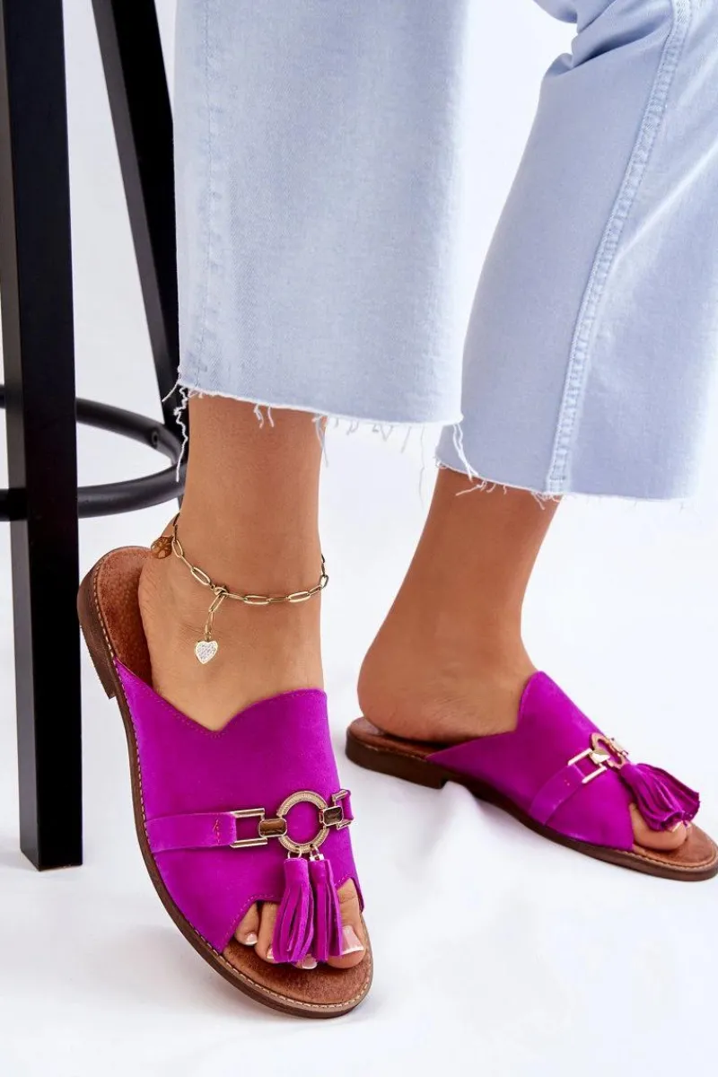 Discount Boto Damskie Zamszowe Klapki Lewski Shoes 3226 Fuksja