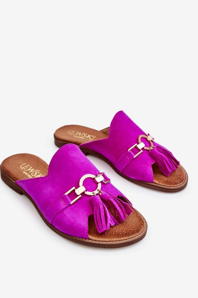 Discount Boto Damskie Zamszowe Klapki Lewski Shoes 3226 Fuksja