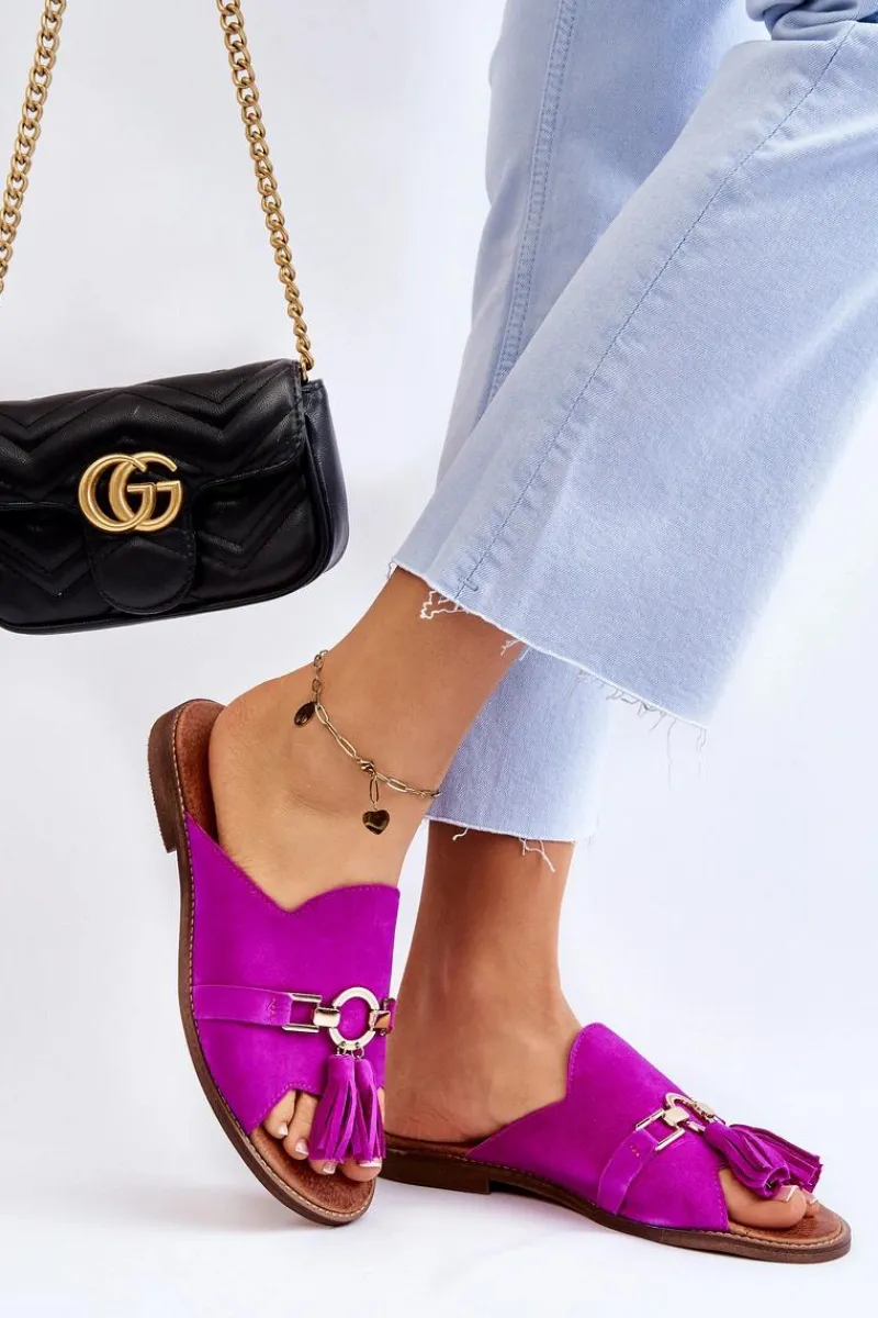 Discount Boto Damskie Zamszowe Klapki Lewski Shoes 3226 Fuksja