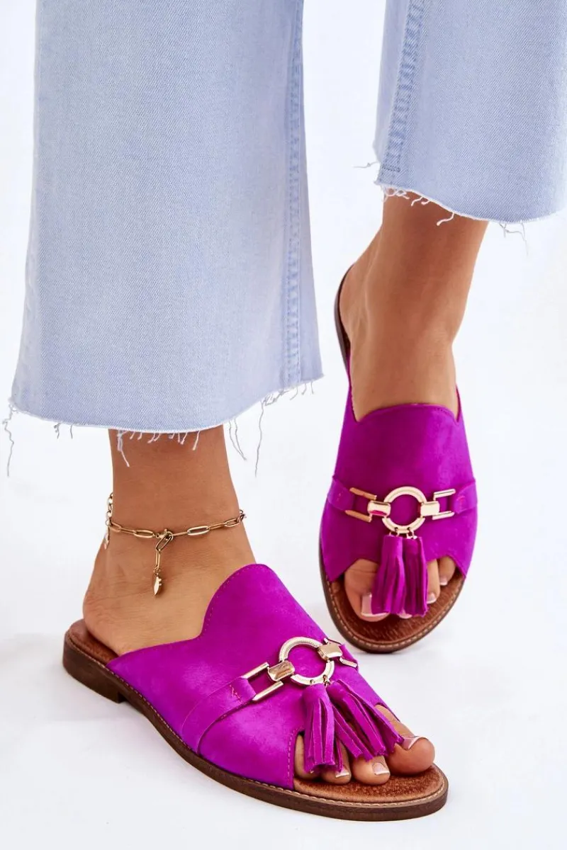 Discount Boto Damskie Zamszowe Klapki Lewski Shoes 3226 Fuksja