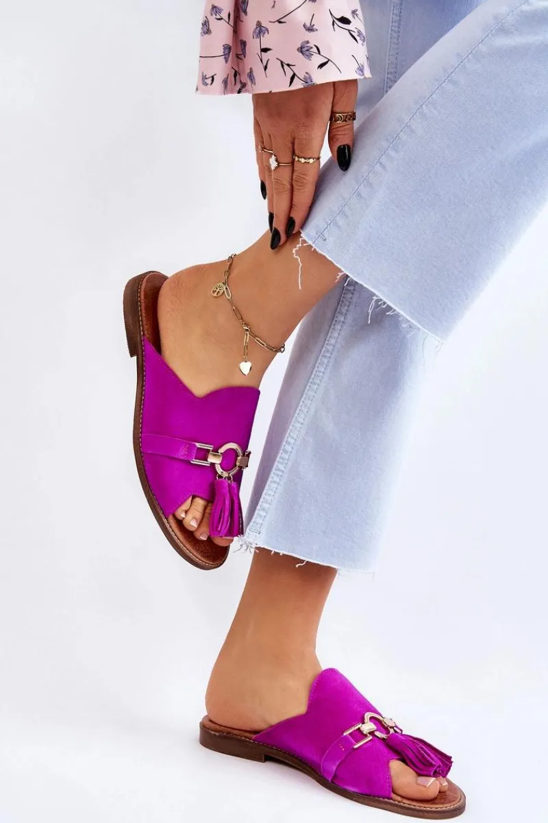 Discount Boto Damskie Zamszowe Klapki Lewski Shoes 3226 Fuksja