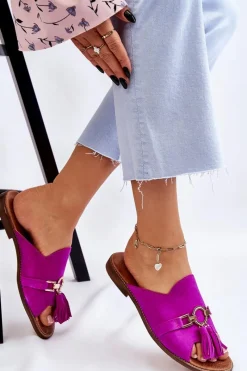 Discount Boto Damskie Zamszowe Klapki Lewski Shoes 3226 Fuksja