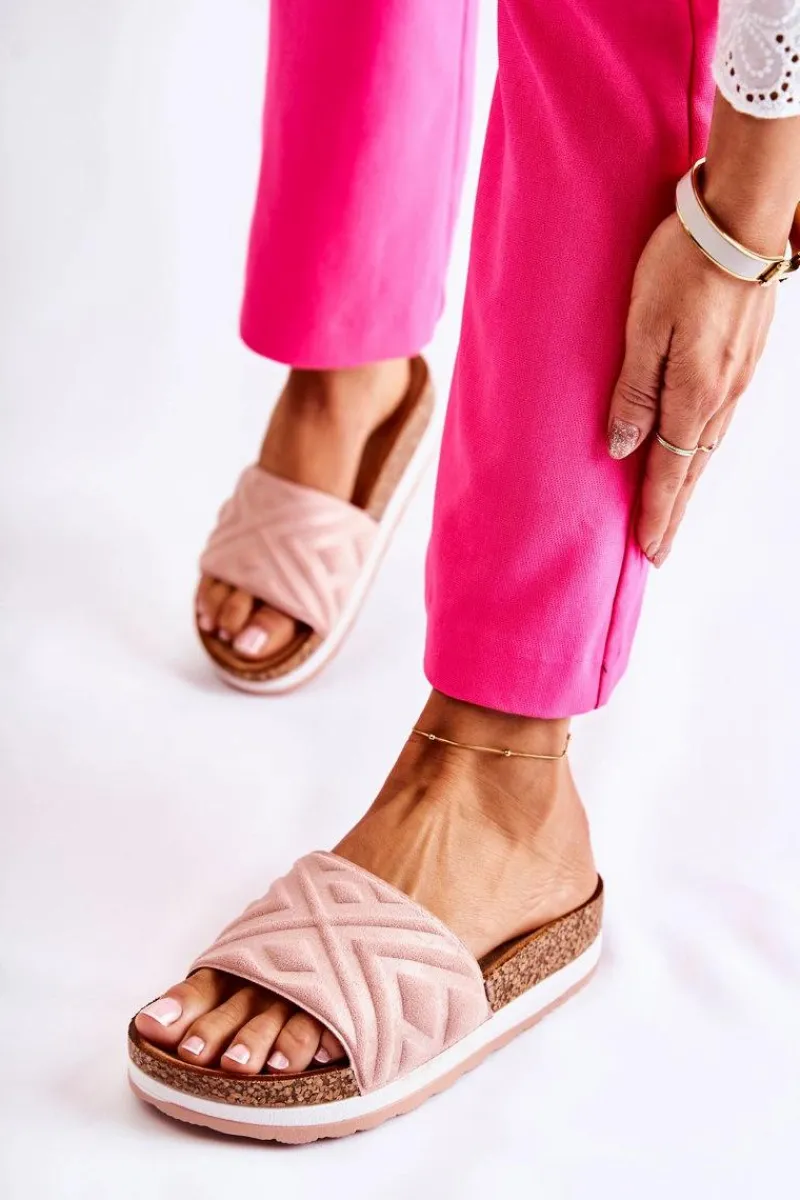 Klapki Na Platformie|Klapki Damskie Klasyczne>Boto Damskie Zamszowe Klapki Na Masywnej Platformie Różowe Heritta