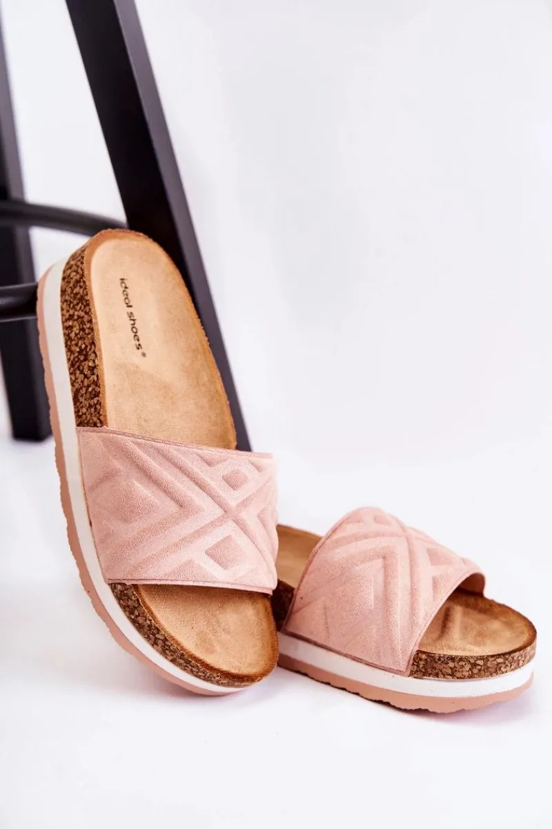 Klapki Na Platformie|Klapki Damskie Klasyczne>Boto Damskie Zamszowe Klapki Na Masywnej Platformie Różowe Heritta