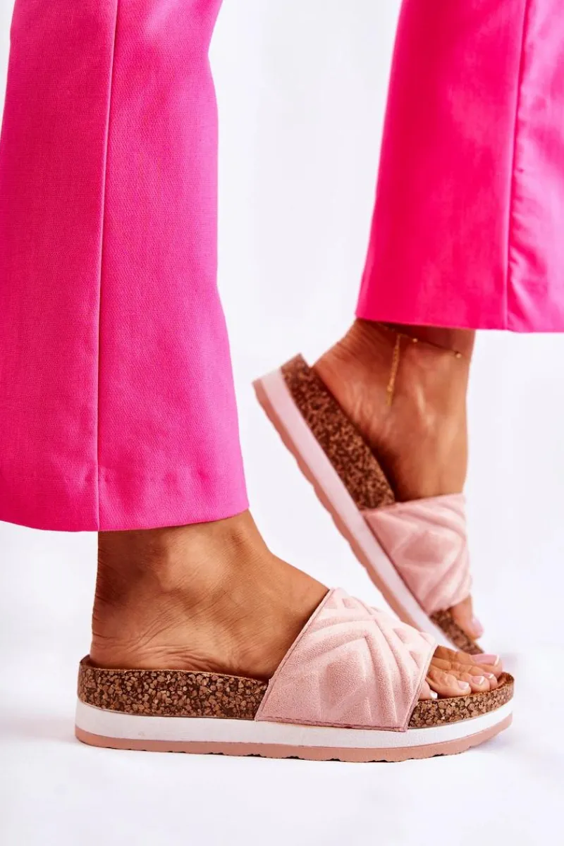 Klapki Na Platformie|Klapki Damskie Klasyczne>Boto Damskie Zamszowe Klapki Na Masywnej Platformie Różowe Heritta