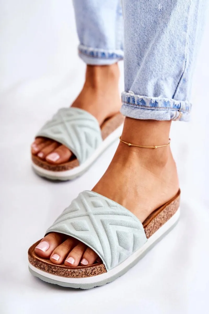 Klapki Na Platformie|Klapki Damskie Klasyczne>Boto Damskie Zamszowe Klapki Na Masywnej Platformie Zielone Heritta