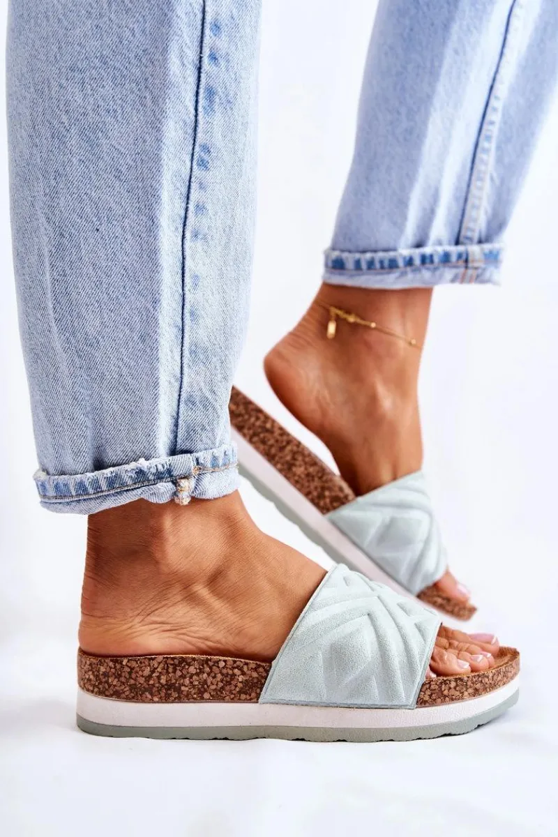 Klapki Na Platformie|Klapki Damskie Klasyczne>Boto Damskie Zamszowe Klapki Na Masywnej Platformie Zielone Heritta