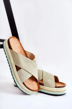 Online Damskie Zamszowe Klapki Na Platformie Zielone Neriko Damskie Klapki Na Platformie|Klapki Damskie Klasyczne