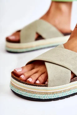 Online Damskie Zamszowe Klapki Na Platformie Zielone Neriko Damskie Klapki Na Platformie|Klapki Damskie Klasyczne