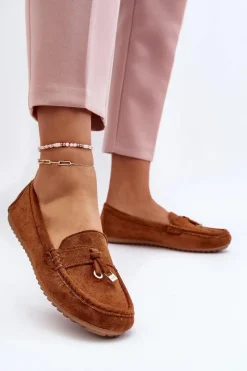 Hot Damskie Zamszowe Klasyczne Mokasyny Camel Ontala Damskie Mokasyny Damskie Zamszowe