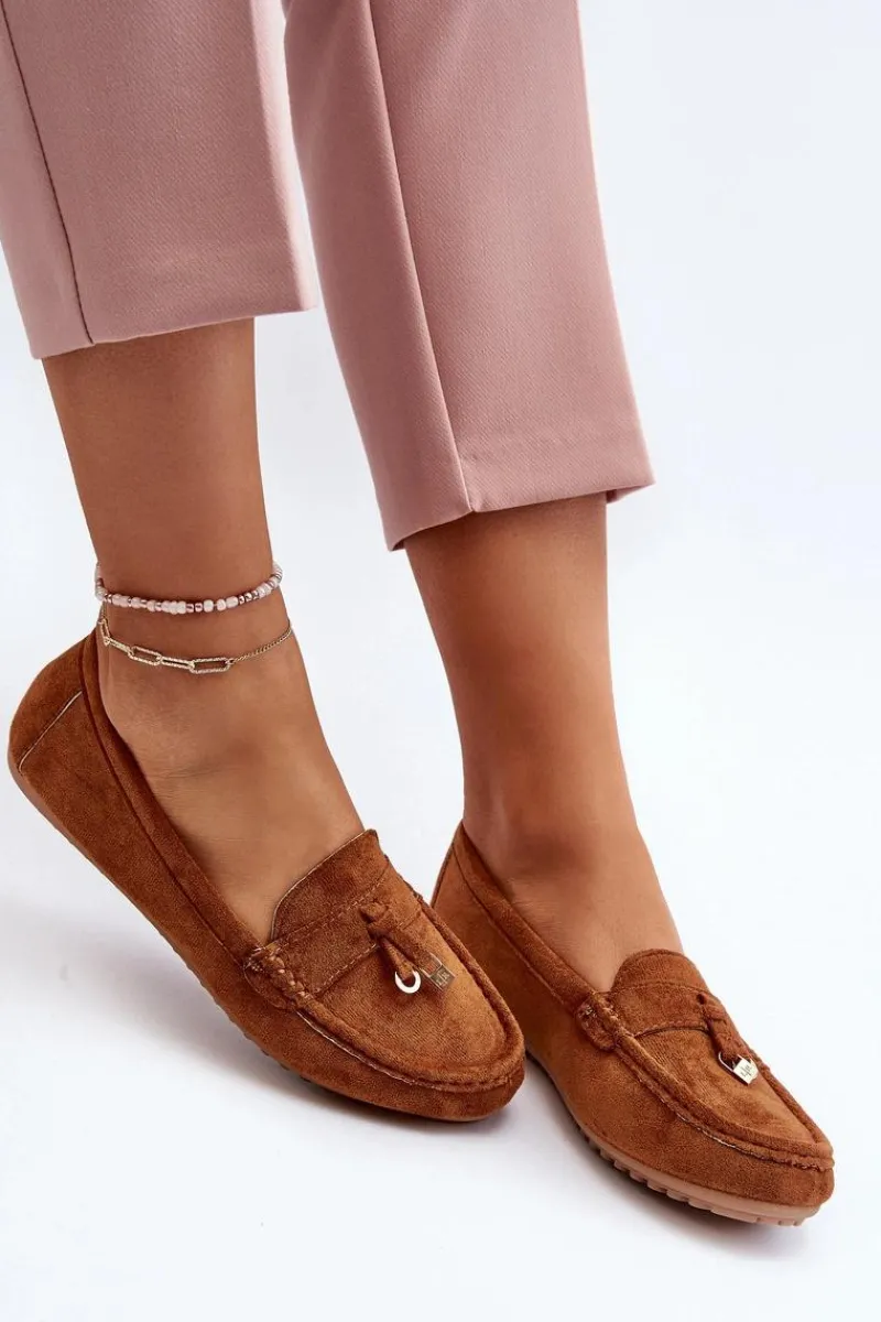 Hot Damskie Zamszowe Klasyczne Mokasyny Camel Ontala Damskie Mokasyny Damskie Zamszowe