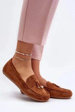 Hot Damskie Zamszowe Klasyczne Mokasyny Camel Ontala Damskie Mokasyny Damskie Zamszowe
