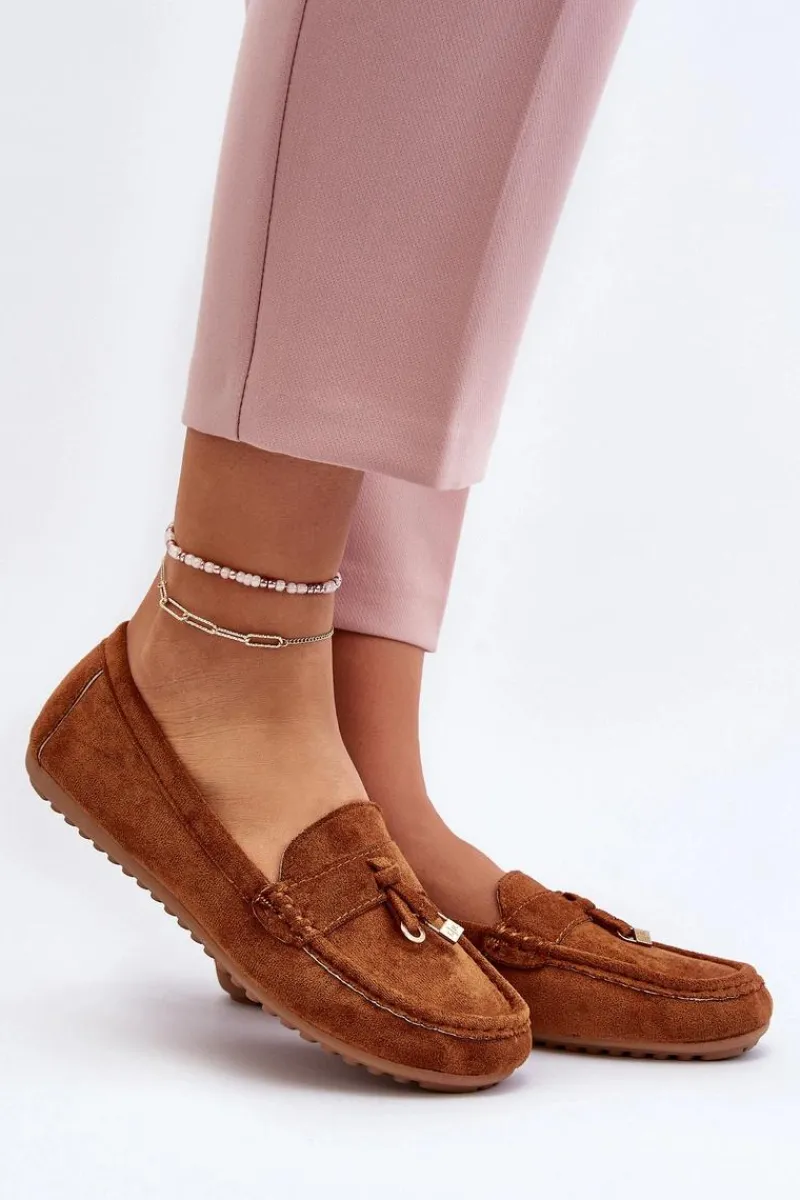 Hot Damskie Zamszowe Klasyczne Mokasyny Camel Ontala Damskie Mokasyny Damskie Zamszowe